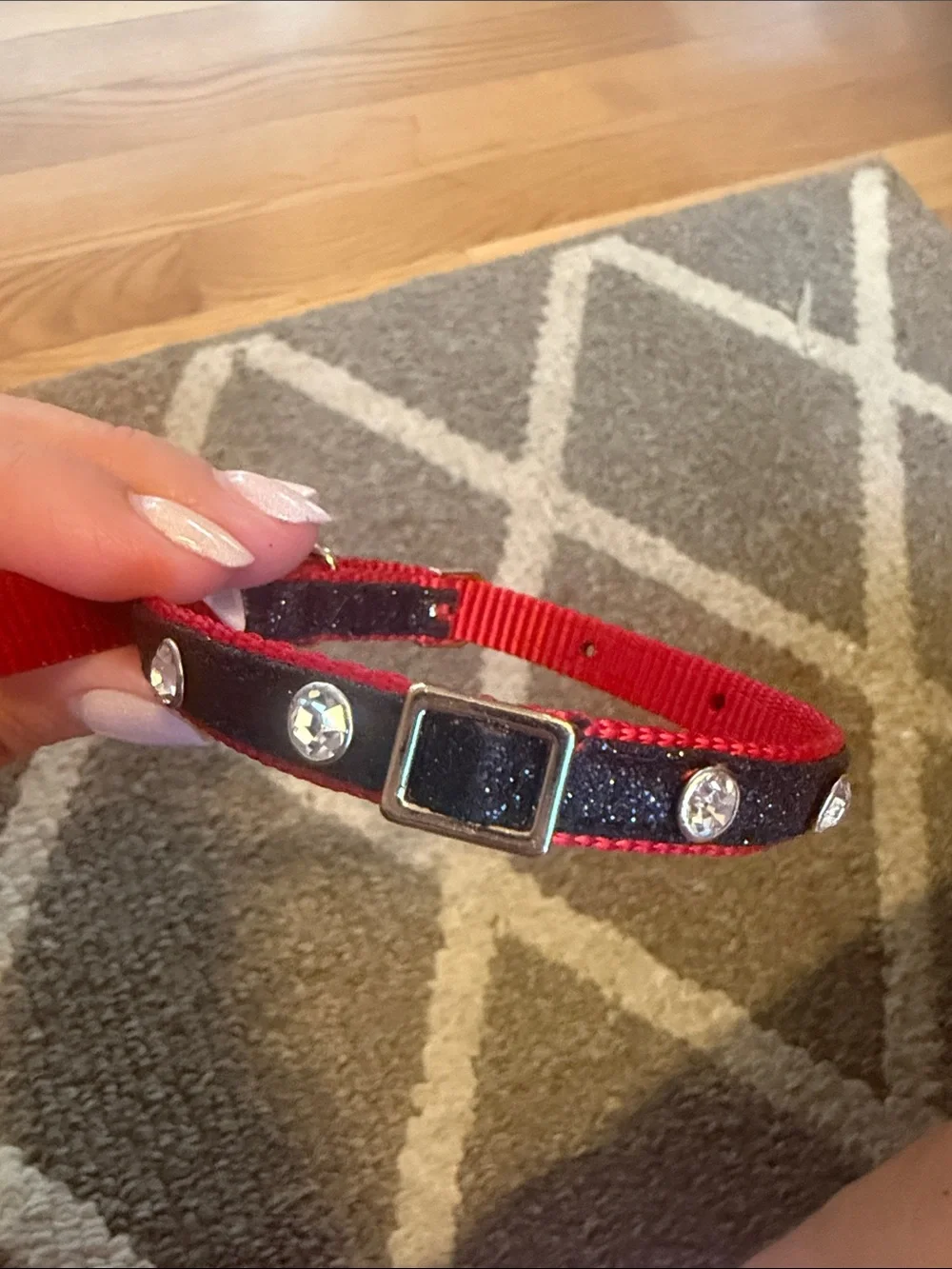 Top Paw Red and Black Rhinestone Dog Collar
